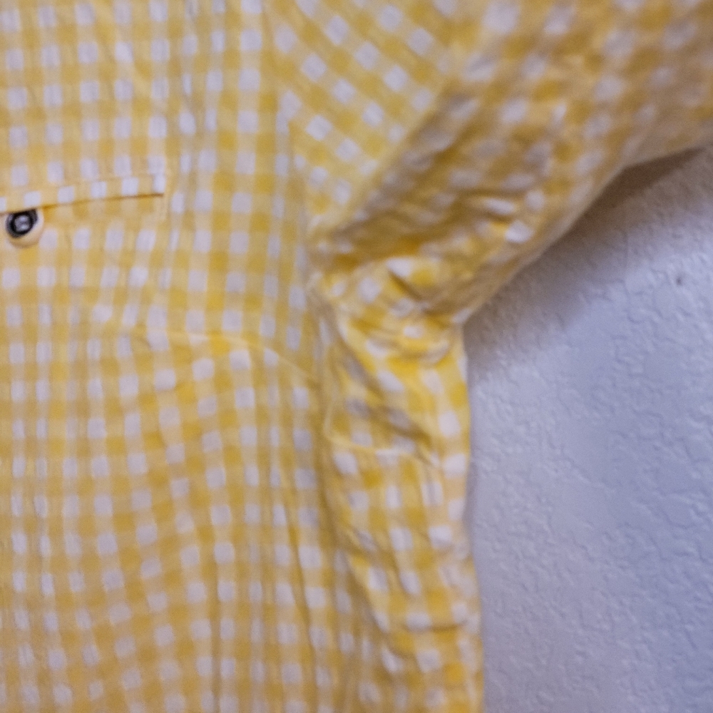 Kut from the Kloth Yellow Gingham Button Down Shirt - Picture 6 of 7
